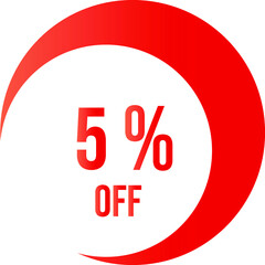 5 percent off with orange moon shape vector off