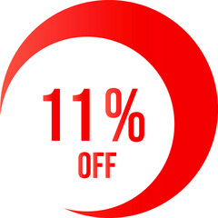 11 percent off with orange moon shape vector off
