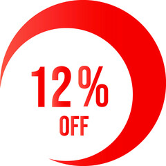 12 percent off with orange moon shape vector off