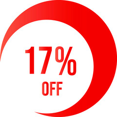 17 percent off with orange vector off circle format