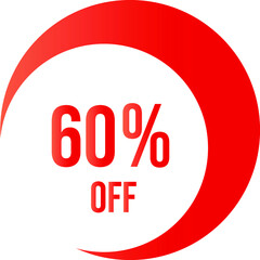 60 percent off with orange vector off circle format