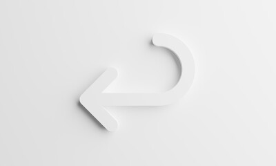 Rewind arrow symbol, refresh arrow icon placed on a white background,3d illustration