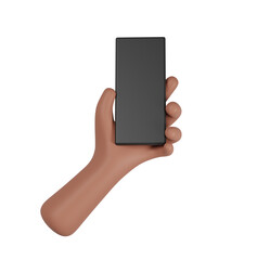 Cell Phone in hand with white background. 3D Rendering
