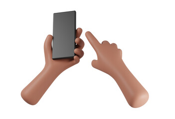 Cell Phone in hand with white background. 3D Rendering