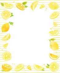 明るいレモンの手描きフレーム
