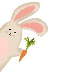 Hand-drawn illustration of a cute rabbit, bunny, vector