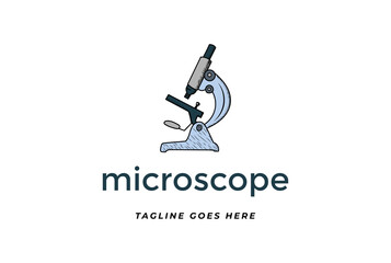 Vintage Retro Hand Drawn Microscope for Science Research Logo Design Vector