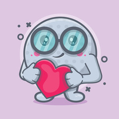 nerd golf ball character mascot with holding love sign heart isolated cartoon in flat style design