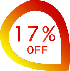17 percent off with orange vector off circle format