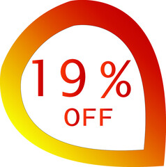 19 percent off with orange vector off circle format