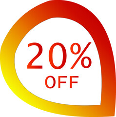 20 percent off with orange vector off circle format