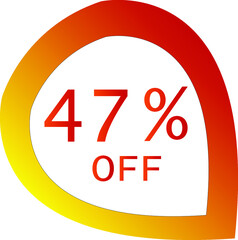 47 percent off with orange vector off circle format