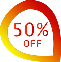 50 percent off with orange vector off circle format