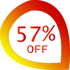 57 percent off with orange vector off circle format