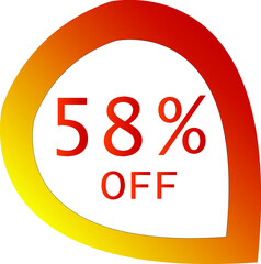 58 percent off with orange vector off circle format