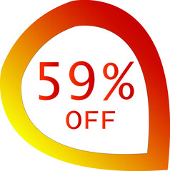 59 percent off with orange vector off circle format