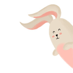 Hand-drawn illustration of a cute rabbit, bunny, vector