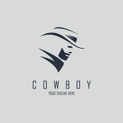 Obraz premium cowboy western head silhouette logo design template for brand or company and other 