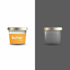 jar mockup with butter filling and empty jar