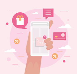 hand using ecommerce in smartphone
