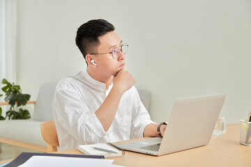 A moment of graduated young man worry about job at home 