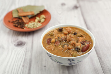 Indian traditional food aloo with beans gravy