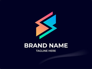 Modern S Gradient Initials Business Logo Design
