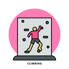 Climbing Sport Icon Symbol. Rock Climb Vector Illustration