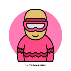 Snow Skiing Sport Icon Symbol. Snowboarding Vector Illustration