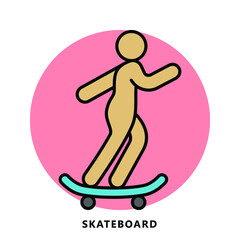 Skateboard Icon Symbol. Skate Sport Exercise Logo Illustration