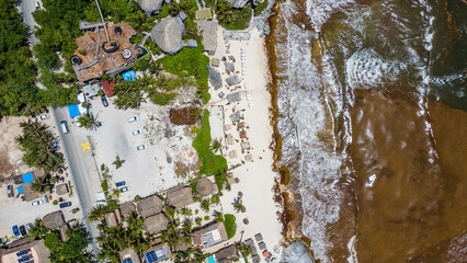 perfect dron view in Tulum Sargazo