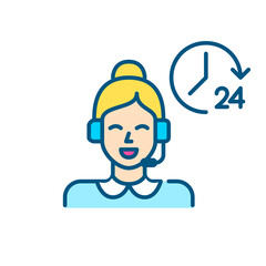 24 hour psychotherapy support contact centre. Pixel perfect, editable stroke color line icon
