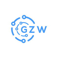 GZW technology letter logo design on white  background. GZW creative initials technology letter logo concept. GZW technology letter design.
