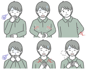 体調が悪い私服の若い男性