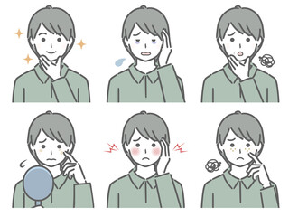 顔の肌に関する私服の若い男性