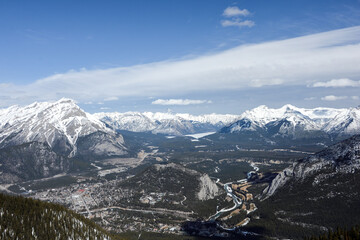 Banff Alberta Canada from the top of Sulphur Mountain in March