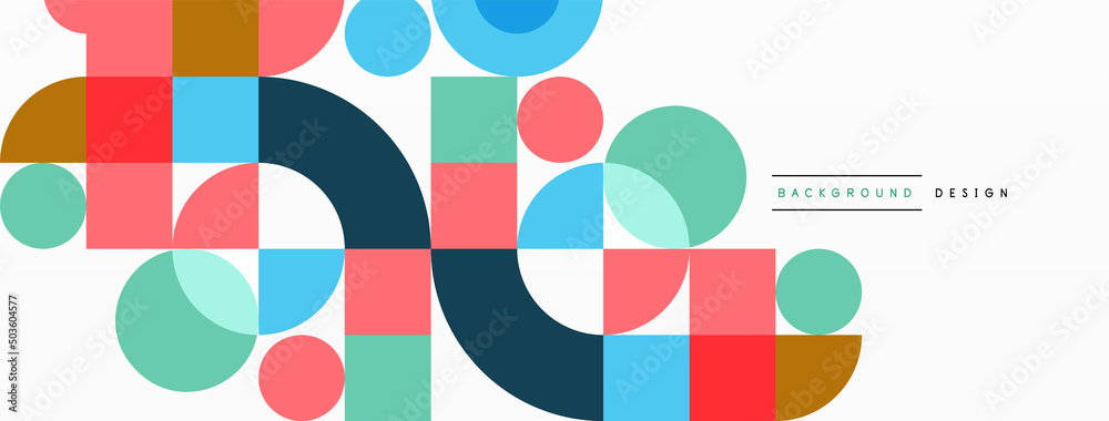 Aufkleber Minimal geometric abstract background. Circle square and triangle design. Trendy techno business template for wallpaper, banner, background or landing