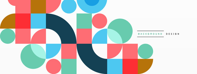 Minimal geometric abstract background. Circle square and triangle design. Trendy techno business template for wallpaper, banner, background or landing