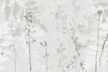 Delicate watercolor botanical digital paper floral background in soft basic nude beige tones - 503605194