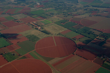 Aerial view of crop fields on the island of Cuba near Havana airport. 