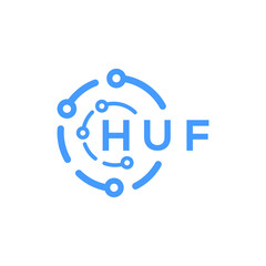 HUF technology letter logo design on white  background. HUF creative initials technology letter logo concept. HUF technology letter design.