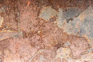 Broken old iron sheet with heavy rust texture for background