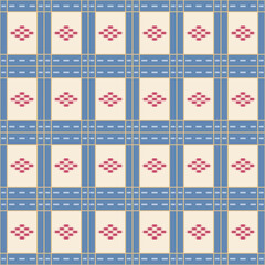 Japanese Rectangle Plaid Vector Seamless Pattern