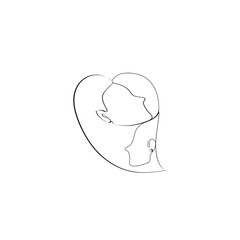 Continuous line drawing. Sketch of two faces of a woman. Illustration icon vector