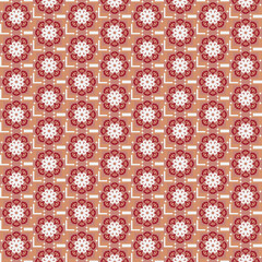 Seamless background  retro aboriginal traditional art textile pattern curve cross frame round dot flower