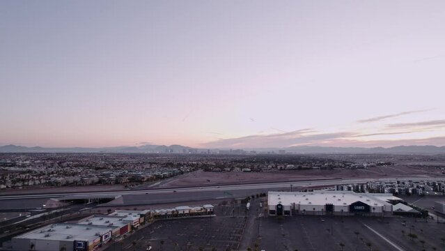Aerial view of buildings and highways in Summerlin, Las Vegas, Nevada