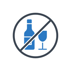 No alcohol sign related vector glyph icon