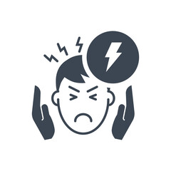 Headache related vector glyph icon.