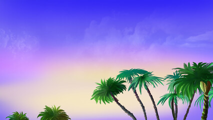 Fototapeta na wymiar The sky above the crowns of palm trees
