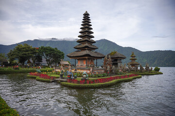 Beratan lake and its temple (Pura Ulun Danu Beratan) which located in Bali, Indonesia